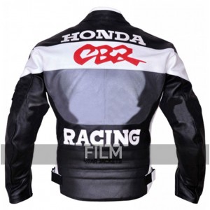 Honda CBR Racing GreyBlack Motorcycle Leather Jacket